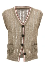 Dazzling Ribbed Net vest Beige Size