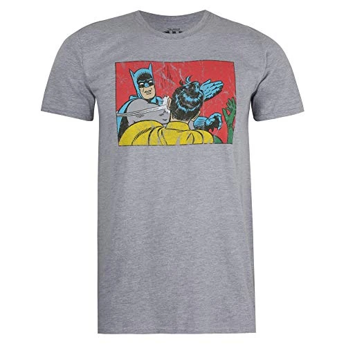 DC Comics Batman Slap Unisex T Shirt, Grey Marl, Large