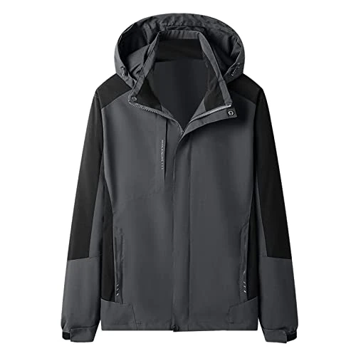 Deal Of The Day Today  Coat Men Hunting Leisure Solid Hooded Breathable Flight Suit Jacket Coat Long Length Waterproof Jacket Mens Long Winter Coats Waterproof Warm Mens D Outlet Clearance Uk