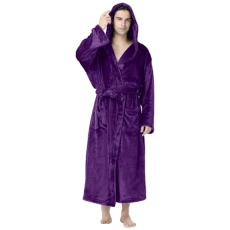 Deal Of The Day Today Men's Autumn Winter Plush Pure Color With Pockets Hats Warmth Clothing Bathrobe Light Winter Jacket Men Quilted Jacket Men Mens Lightweight Denim J Black of Friday Sale