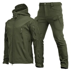 Deal Of The Day Today Sale Mens Suits Long Sleeve Zipper Hooded Jacket Camouflage Color Printed Blouse with Long Leg Trouser Fashion Rainproof Windproof Suit for Outdoor Sale Clearance