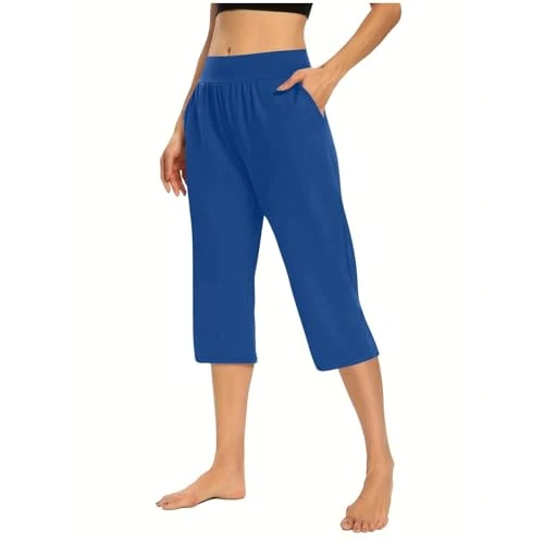Deal Of The Day Today Sale Yoga Pants for Women UK High Waisted 3/4 Legging Trousers Solid Color Printed Lightweight Capri Pants 2024 Summer Casual Comfortable Cro Warehouse Clearance Bargains Sale