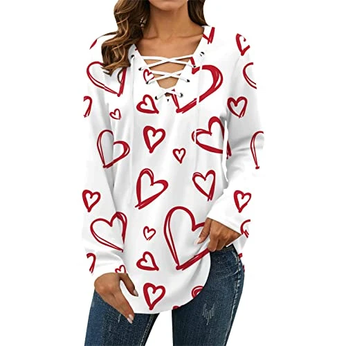 Deal Of The Day Today Sheer Sleeves Cover Arms Womens Plus Size T Shirts Valentines Clothes Women Bl