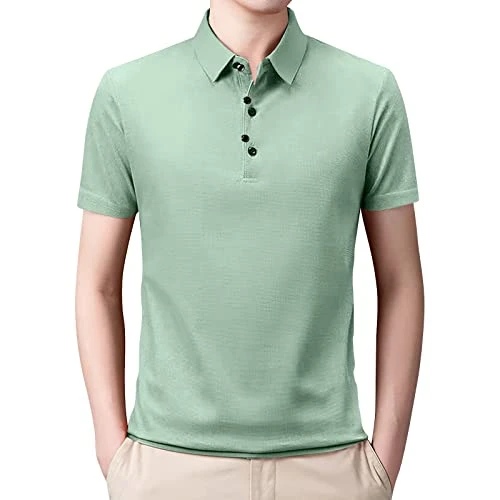 Deals Men Polo Shirts Short Sleeve Mens Polo Shirts Long Sleeve Cotton Long Sleeve T Shirts Mens Golf Winter Clothes for Men Hi Vis Polo Shirts for Men Under 5 Pounds Clearance Green