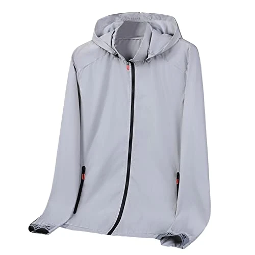 Deals Mens Light Down Jacket Ice Silk Thin Long Sleeved Zipper Hooded Solid Color Jacket Mens Green Hooded Jacket Black Parka Jacket Men Mens Waistcoats Casual Outlet Clearance UK Overstock