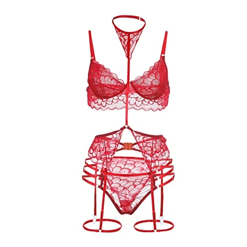 Deals Of The Day Sexy Lingerie For Women Sets Sexy Onesies For Women Naughty Santa Outfit Candy Bra Garter Belt And Stockings Lingerie Set Christmas Lace Lingerie Set Evelife Linger Open Box Deals