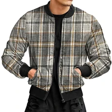 Deals of The Day Splash Jackets for Rafting Woven Street Plaid Stand Collar Zip Jacket Long Jackets Men UK Shirt Jackets Men UK Mens White Bomber Jacket Thermal Jack Under 5 Pounds Clearance