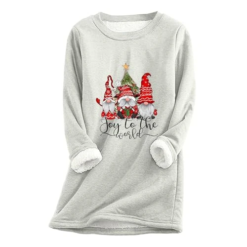 Deals Of The Day Womens Ugly Christmas Sweatshirt UK Trendy Long Sleeve Fleece Lined Snowflake Sweatshirt Cute Xmas Tree Graphic Printed Sweater Ladies Winter Cosy Warm Underwear Tops