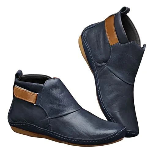 deals of the day Women's Vintage Leather Boots Flat Shoes Winter Round Toe Boots Women Wedge Booties And Boots womens walking boots cowboy boots for women knee high boots