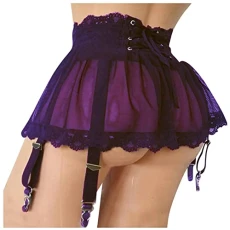 Deal's Today Sexy Lingerie Plus Size Bandage Garter Stocking Suspenders Garter Belt Lace Mesh Female Skirt Underwear Sexy Nighties for Women Plus (Purple, S)