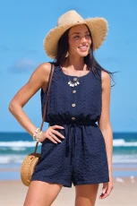 Deep Sea Navy Playsuit - Blue