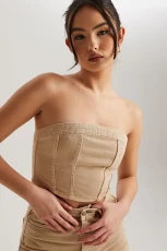 Denim Beige Crop Top Sand /