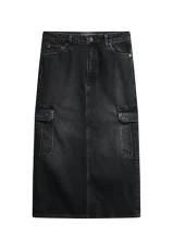 Denim Cargo Pocket Midi Skirt 26 Denim Cargo Pocket Midi Skirt 26