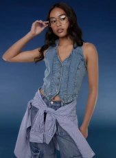 Denim Fitted Waistcoat DENIM