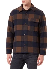 Denim Men's Overshirt Jacket with checked pattern 1032438, 30496 - Navy Brown Buffalo Check, L