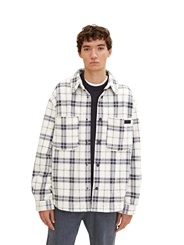 Denim Men's Overshirt Jacket with checked pattern 1033992, 30827 - Soft Light Beige Big Check, L