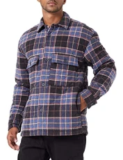 Denim Men's Overshirt Quilted Jacket 1033213, 30435 - Blue Coal Grey Check, M