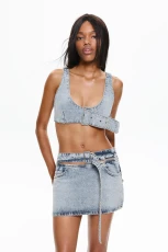 Denim Mini Skirt With Belt edium blue Denim Mini Skirt With Belt edium blue