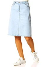 Denim Skirt with Pockets for Women UK - Ladies Jean Skirts Cotton Stretch Mid Wash Fitted A Line Casual Smart Work Office Knee Length Flattering Slimming - Light Blue - Size 12 Denim Skirt with Pockets for Women UK - Ladies Jean Skirts Cotton Stretch Mid Wash Fitted A Line Casual Smart Work Office Knee Length Flattering Slimming - Light Blue - Size 12