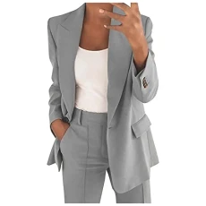 Derbe Coat Women's Yellow Women's Plus Size Elegant Sporty Summer Fitted Jacket Suit Jacket Business Oversize Elegant Spring Thin Transition Jacket Short Blazer Suit Women, gray, XXXXL
