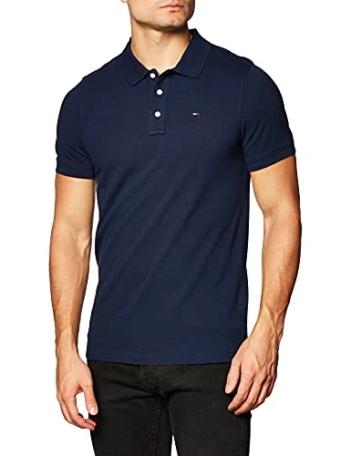 Designer T Shirts Men - Original Fine Pique Short Sleeve Polo - Black Iris - Size S