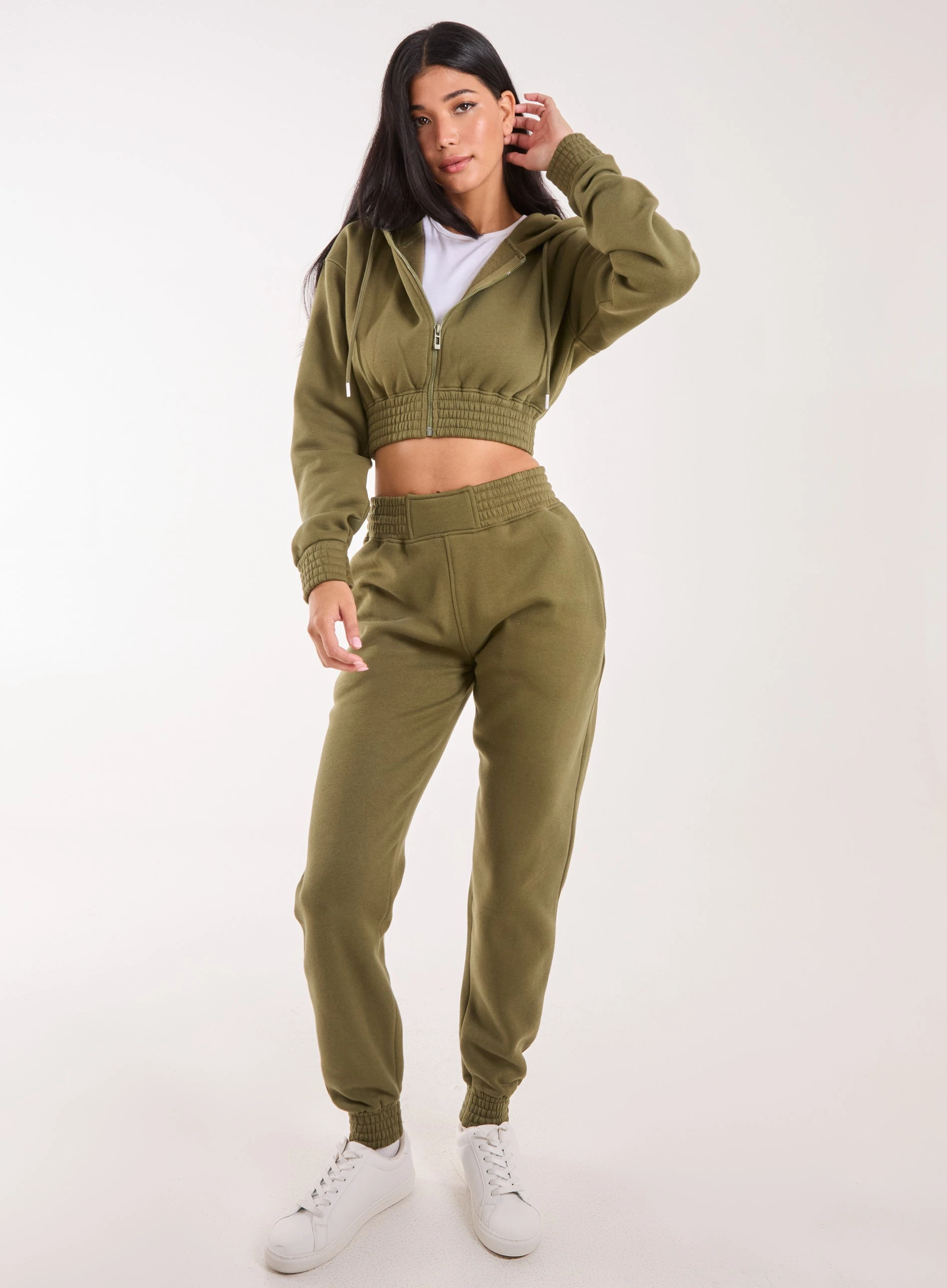 Detail Waistband Joggers  - L  - KHAKI