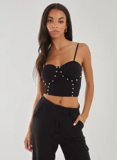 Diamante Bralette  - S  - Black