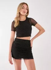 Diamante Mesh Top BLACK