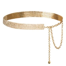 Diamond Waist Belt for Women with Shiny Rhinestone Silver Gold Adjustable Accessory Gold M Diamond Waist Belt for Women with Shiny Rhinestone Silver Gold Adjustable Accessory Gold M