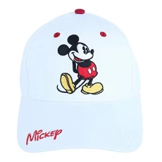 Disney Adult's Classic Mickey Mouse Baseball Cap Hat, White, One Size