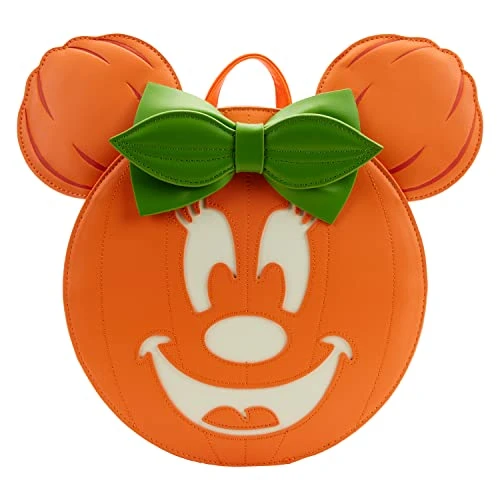 Disney Glow Face Minnie Pumpkin Womens Double Strap Shoulder Bag Purse