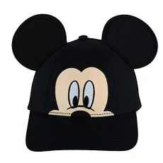 Disney Kids' Mickey Mouse Big Face Baseball Cap with 3D Ears, Black