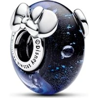 Disney Mickey Mouse & Minnie Mouse Blue Murano Glass Charm