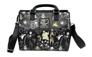 Disney The Nightmare Before Christmas Allover Print Crossbody Satchel Handbag Purse, Black, M