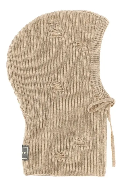 Distressed wool balaclava - Beige