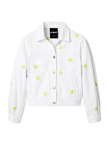 Dita White Denim Jacket with Yellow Flowers 23SWED61 1000