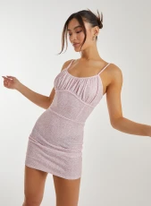 Ditsy Floral Corset Mini Dress Pink