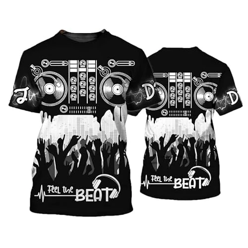 DJ T-Shirt Men 3D Printed Short Sleeve T-Shirts Summer Tee Crew Neck Gym Workout T-Shirts