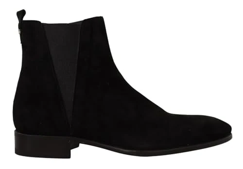 Dolce&Gabbana Men's Ankle Boots in Black Calf Leather Whit Zip - Model Number: A60176 AU998 80999 - Size: 8.5 UK