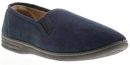 Donnael mens navy blue comfortable gents mule winter slipper shoe (10)