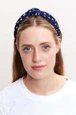 Dotty Printed Headband - Navy / White