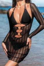 Double Dare Black Halterneck Piece Bikini Set