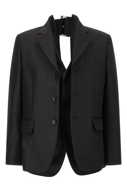 Double layer effect blazer - Black