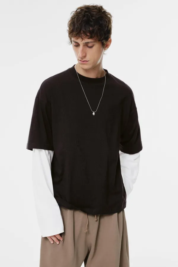 Double Long Sleeve T-Shirt - Black
