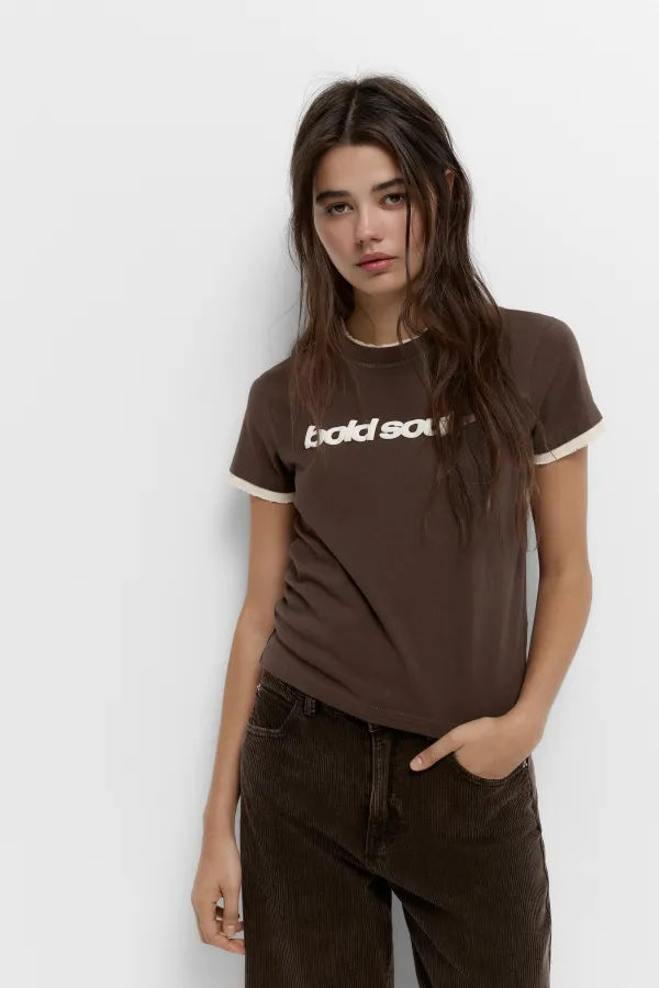 Double Short Sleeve T-Shirt - Brown
