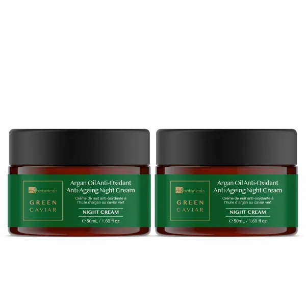 Dr Botanicals Green Caviar & Argan Oil Anti-Oxidant Anti-Ageing Night Cream 50ml x Duo Pack - White