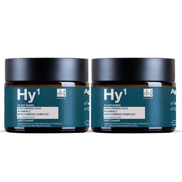 Dr Botanicals Hyaluronic Acid % & Vitamin C % & Skin Firming Complex % Day Moisturiser 60ml x Duo Pack - White