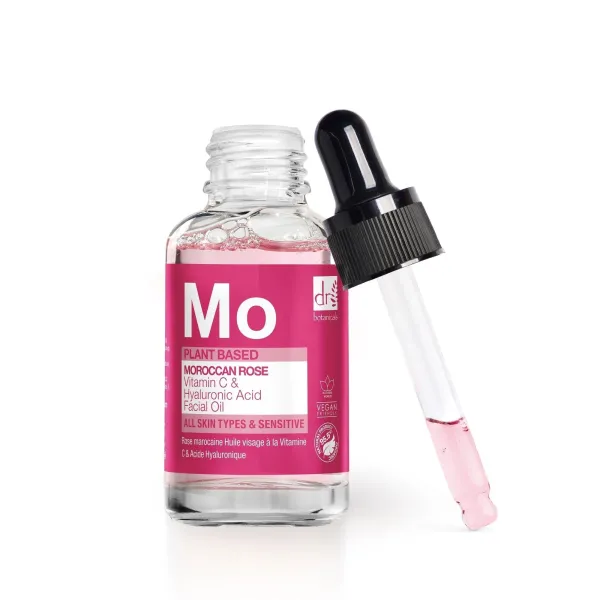 Dr Botanicals Moroccan Rose Facial Oil with Hyaluronic Acid & Vitamin C 30ml - Transparent