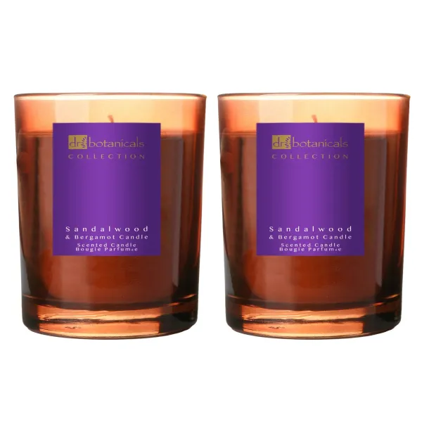 Dr Botanicals Sadalwood Bergamont Candle 200g x Duo Pack - White
