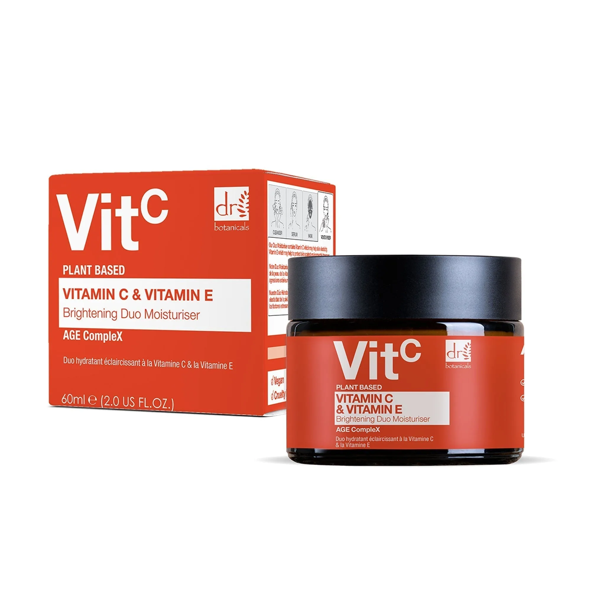 Dr Botanicals Vitamin C % & Vitamin E Brightening Duo Moisturiser 60ml - Transparent